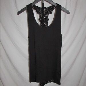 Elegant Black Lace Back Tank Top